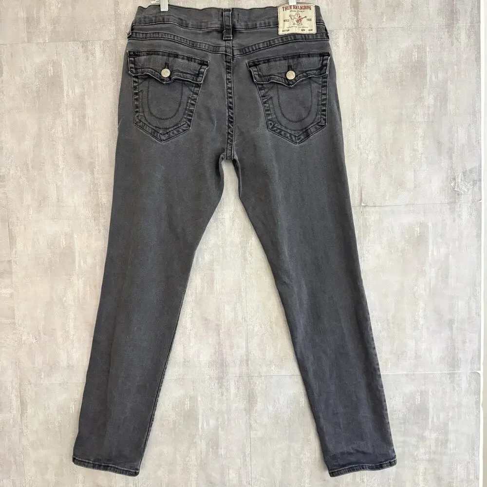 True Religion Jeans Mens 34x32 Geno Relaxed Slim Faded Wash Denim Pocket Flap